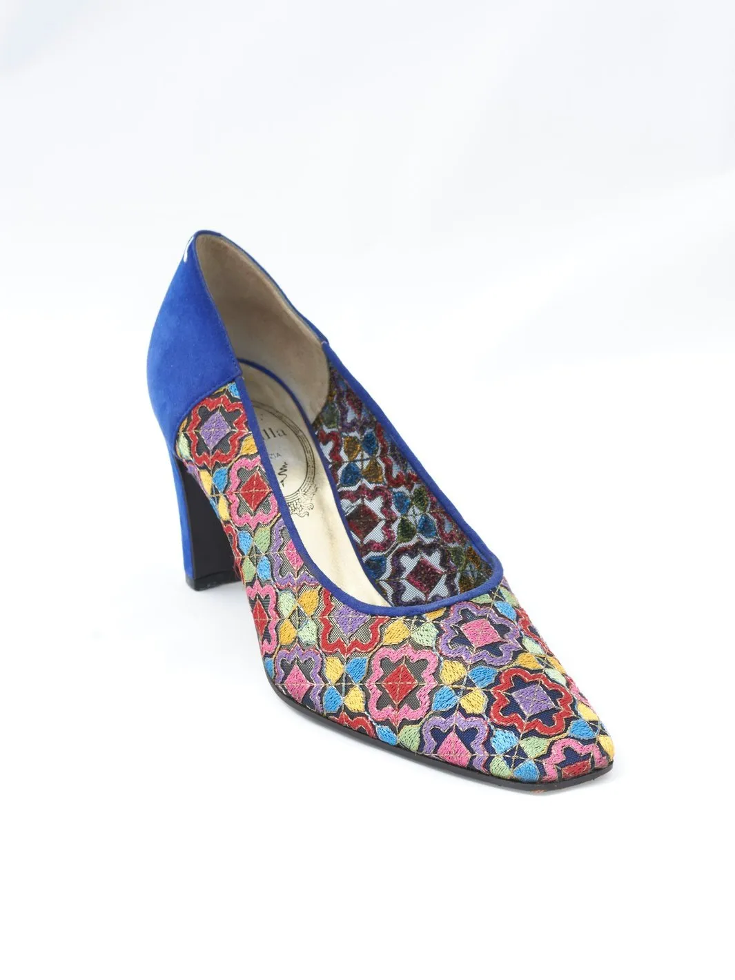 1980s René Caovilla pumps in blue sued and openwork fabric