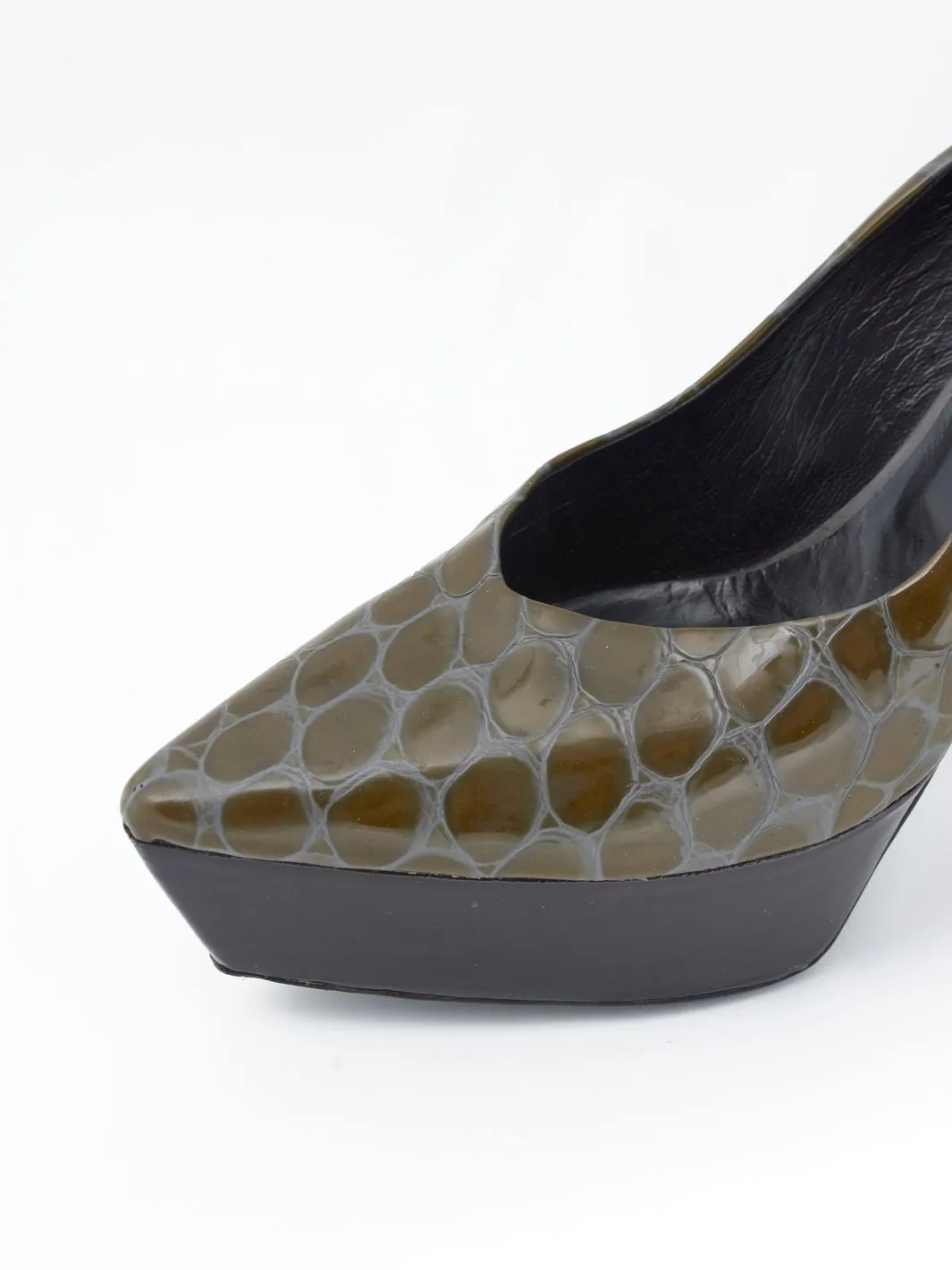 2010 Jil Sander pumps with green crocodile print