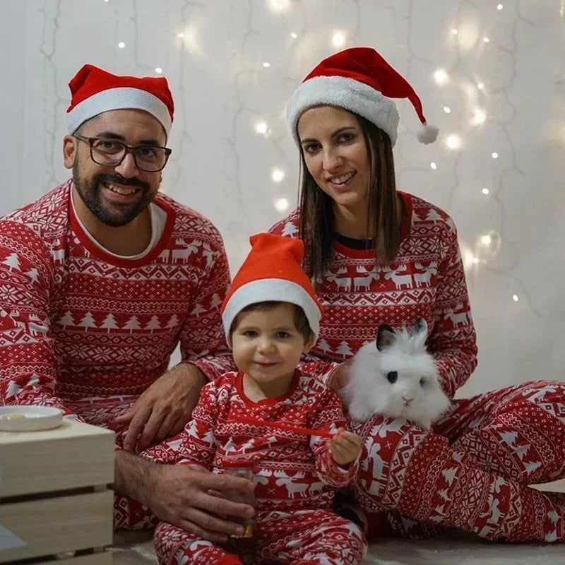 2023 New Winter Christmas Family Pajamas Set Mom Dad Kids Baby Matching Outfits Elk Print Casual Soft Sleepwear Xmas Look Pyjama