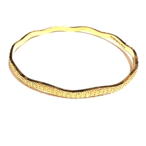 22K Yellow Gold (3.2mm) Fancy Weavy Slip On Bangle