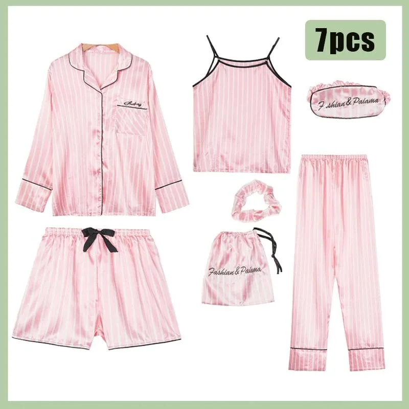 7 Piece Sleepwear Set - Sexy Lingerie and Pajamas