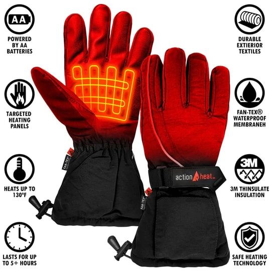 ActionHeat Men's AA Battery Heated Gloves in Black