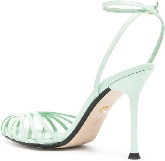 Alevì Ally 95mm patent-leather sandals Green