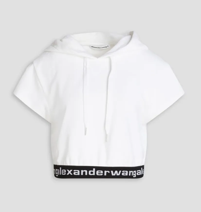 Alexander Wang  |Corduroy Plain Cotton Short Sleeves Logo Cropped Tops