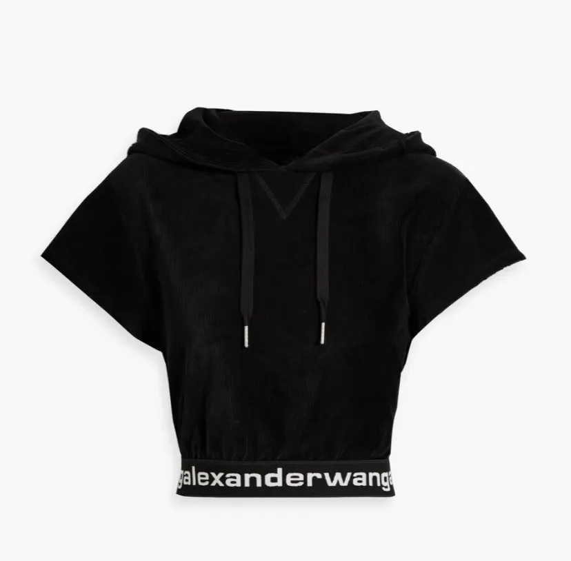 Alexander Wang  |Corduroy Plain Cotton Short Sleeves Logo Cropped Tops