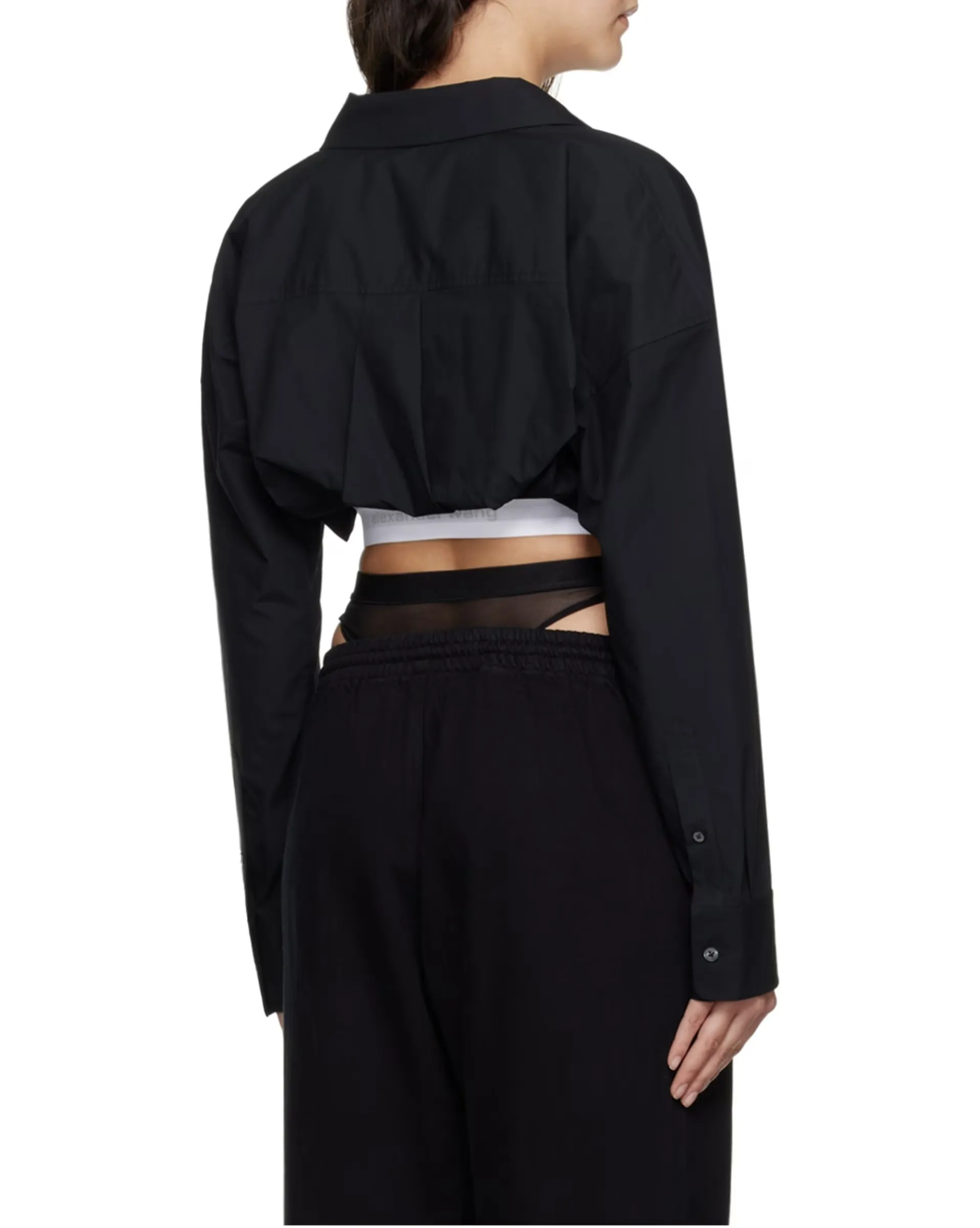 Alexander Wang  |Nylon Long Sleeves Plain Cotton Logo Cropped Tops