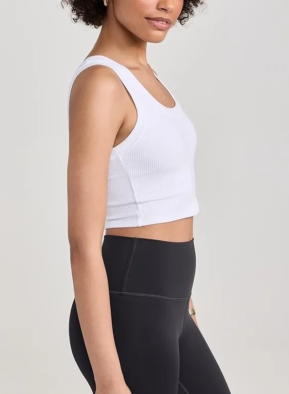 ALO Yoga  |Rib Plain Logo Loungewear Cropped Tops Tanks & Camisoles