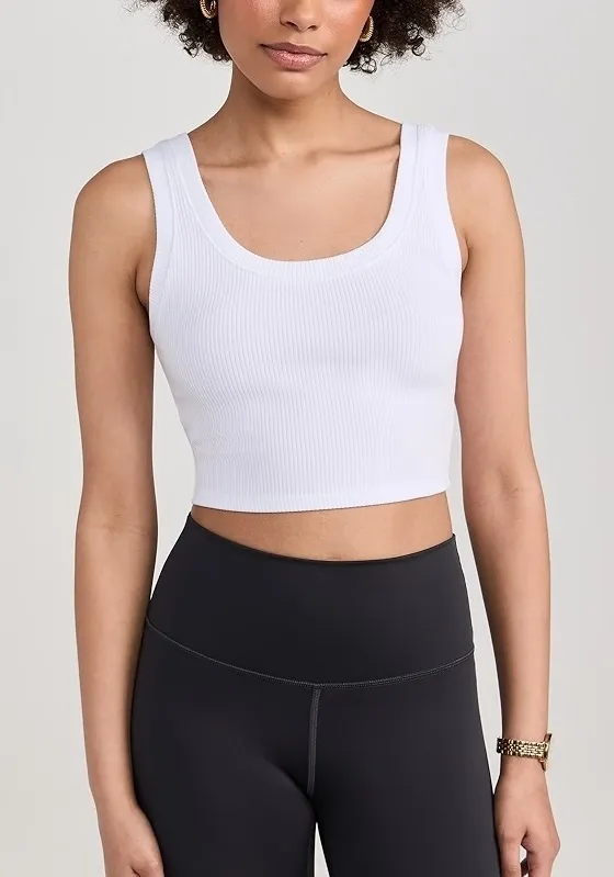 ALO Yoga  |Rib Plain Logo Loungewear Cropped Tops Tanks & Camisoles