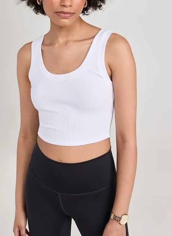 ALO Yoga  |Rib Plain Logo Loungewear Cropped Tops Tanks & Camisoles