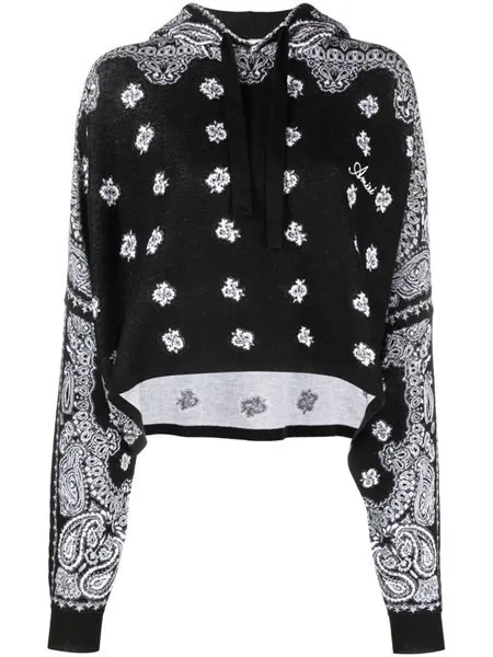 AMIRI  |Paisley Long Sleeves Cotton Logo Cropped Tops