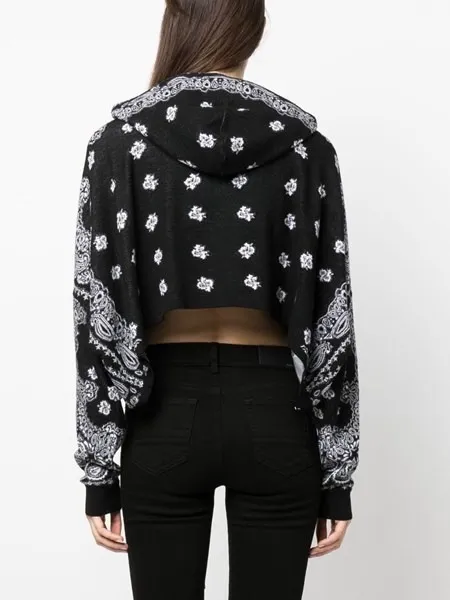 AMIRI  |Paisley Long Sleeves Cotton Logo Cropped Tops