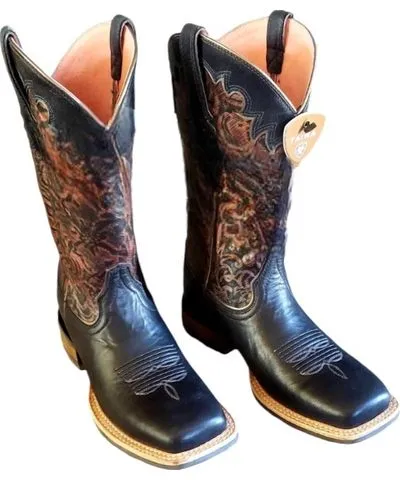 Ariat Women's Fiona Floral Embossed Boot In Midnight Black