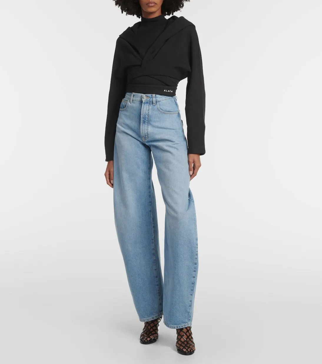 Azzedine Alaia  |Long Sleeves Plain Cotton Logo Cropped Tops