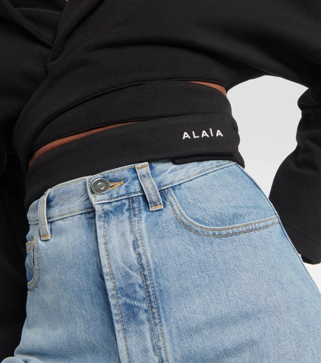 Azzedine Alaia  |Long Sleeves Plain Cotton Logo Cropped Tops