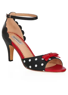 Banned Poppy Polka 50's Sandals Pumps Black