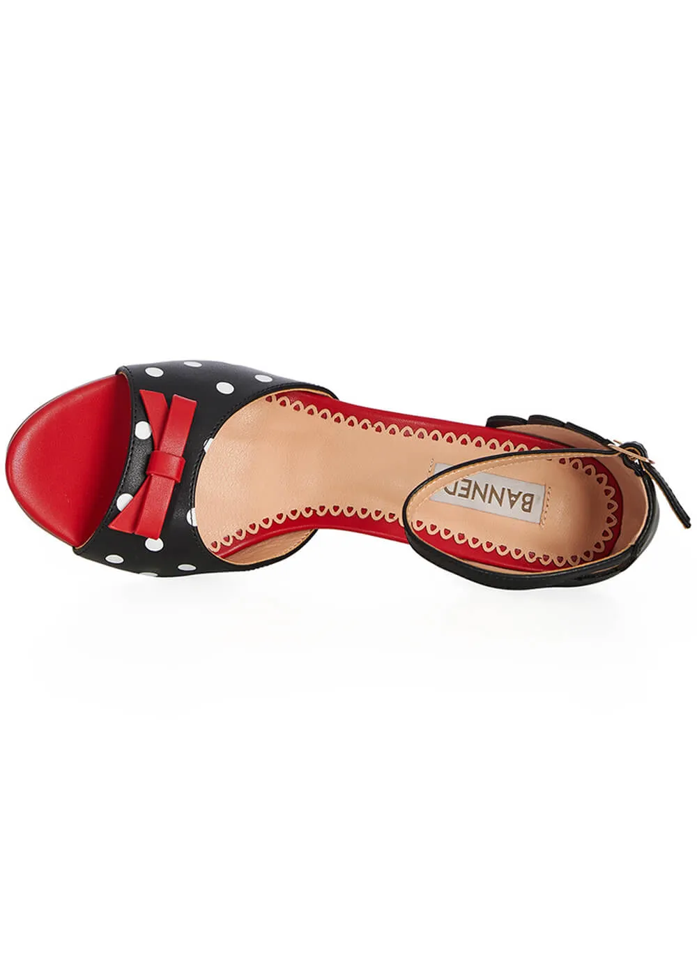 Banned Poppy Polka 50's Sandals Pumps Black