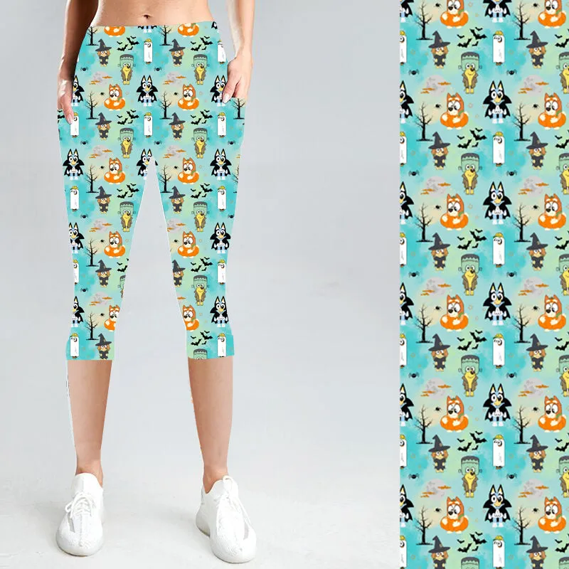 Blue Dogs Halloween with Side Pocket Leggings