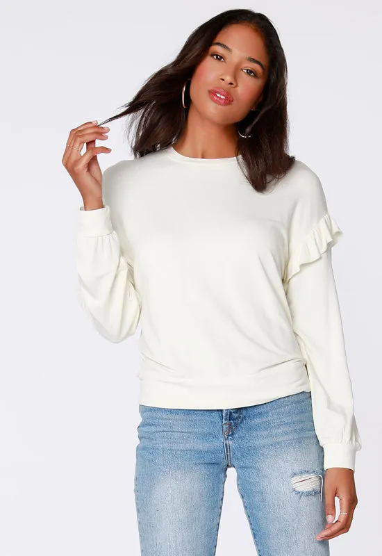 Bobi - Ruffle Sweatshirt Cream