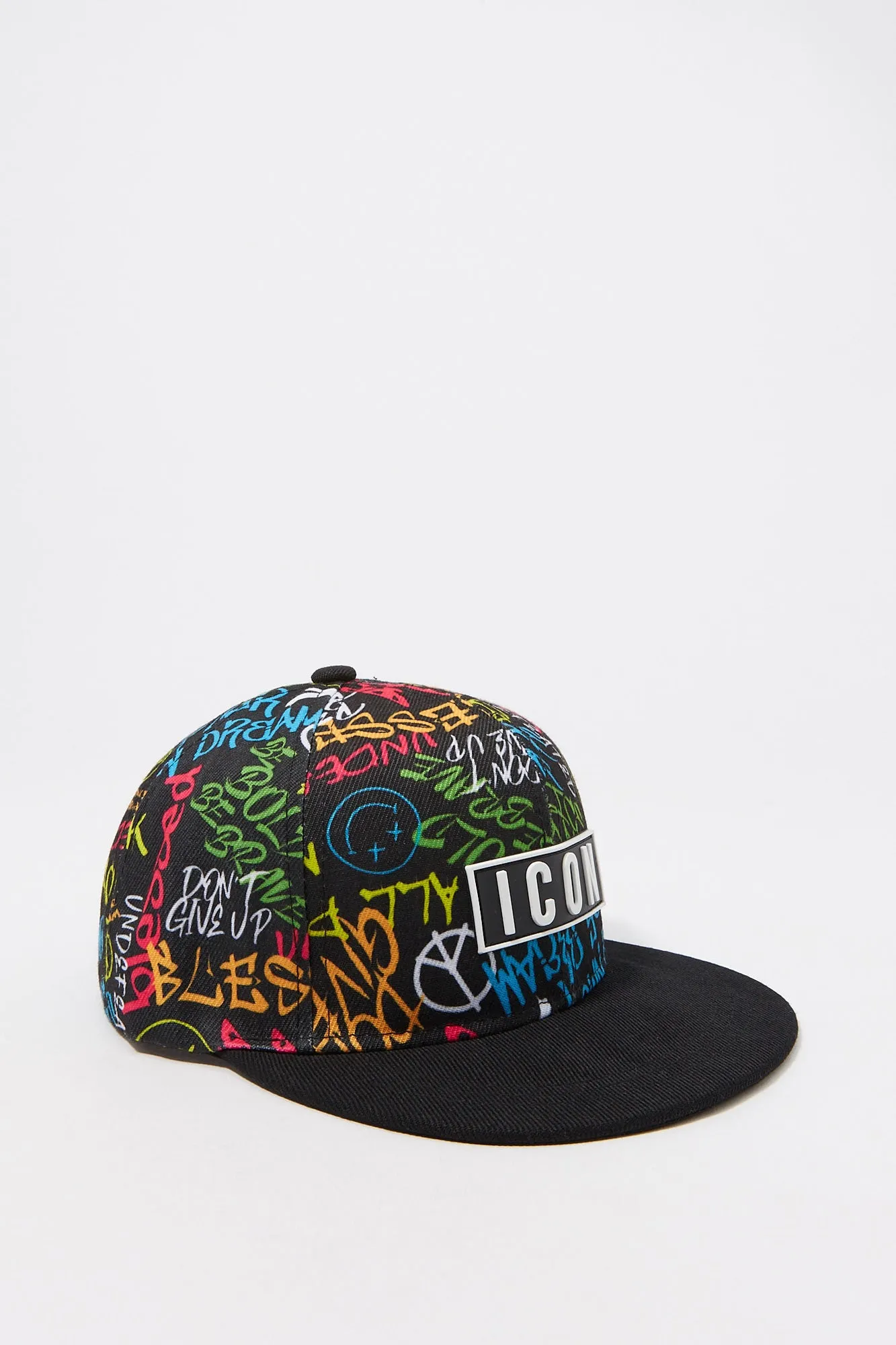 Boys Icon Rubber Patch Graffiti Print Baseball Cap