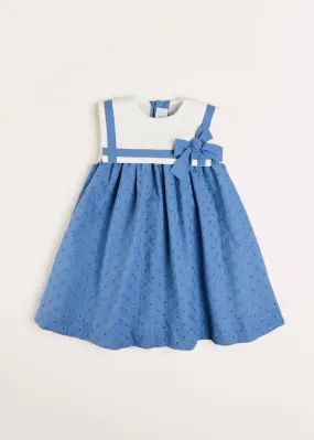 Broderie Anglaise Sleeveless Trapeze Dress in Blue (12mths-10yrs)