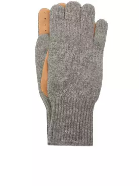 Cashmere knitted gloves with suede palm