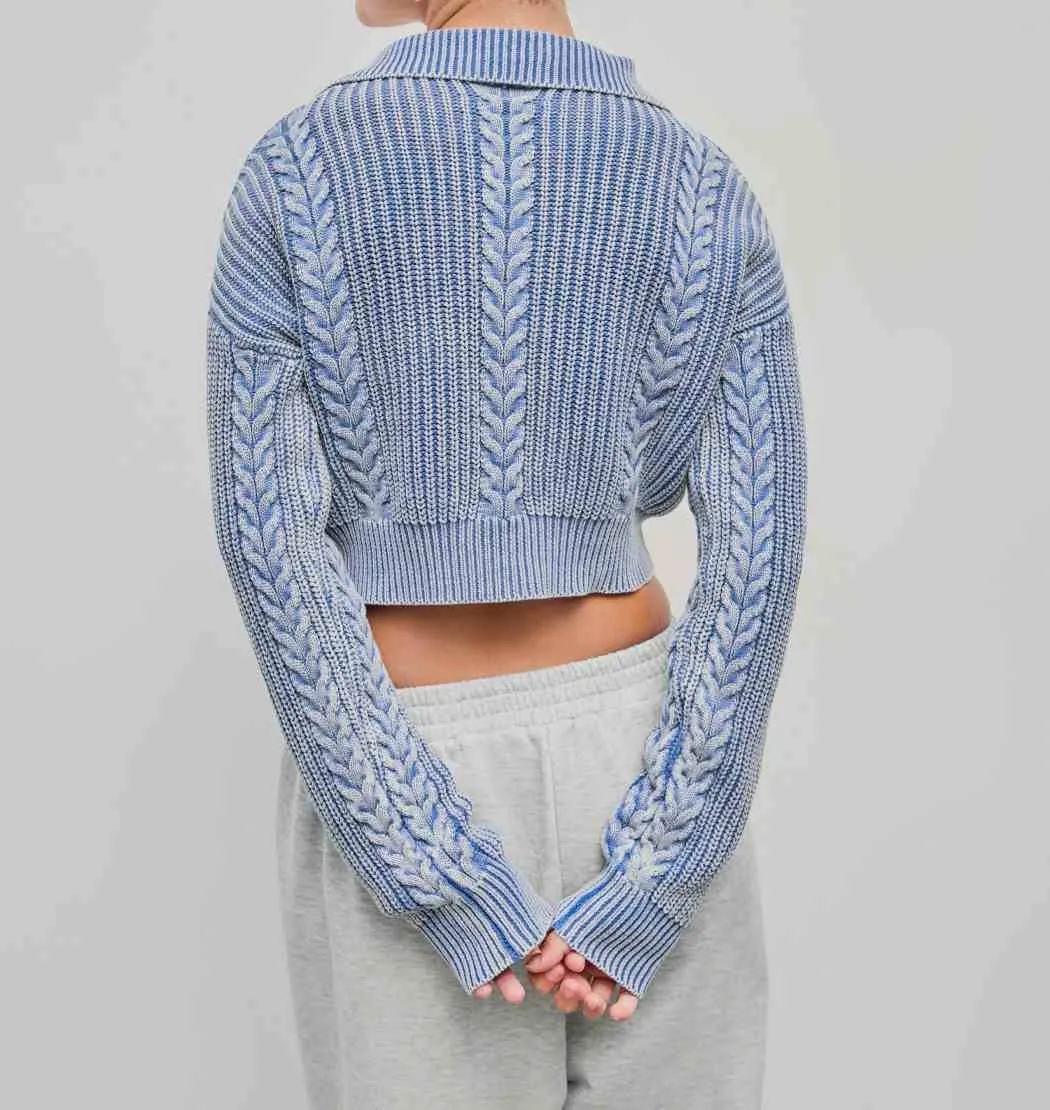 Cider  |Casual Style Long Sleeves Plain Cotton Cropped Tops