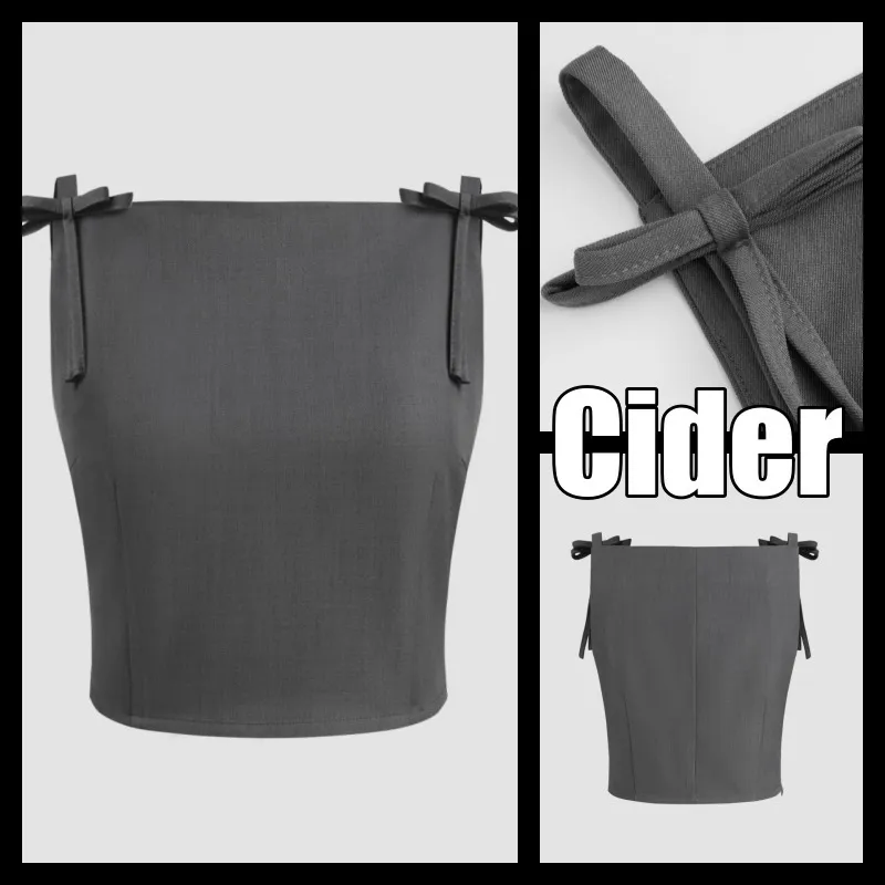 Cider  |Casual Style Plain Cropped Tops Tanks & Camisoles