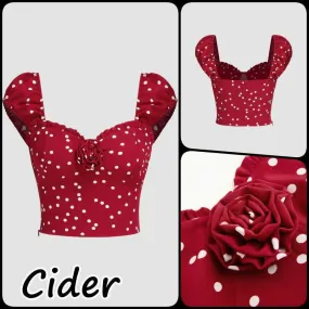 Cider  |Dots Casual Style Sleeveless Cropped Tops Tanks & Camisoles