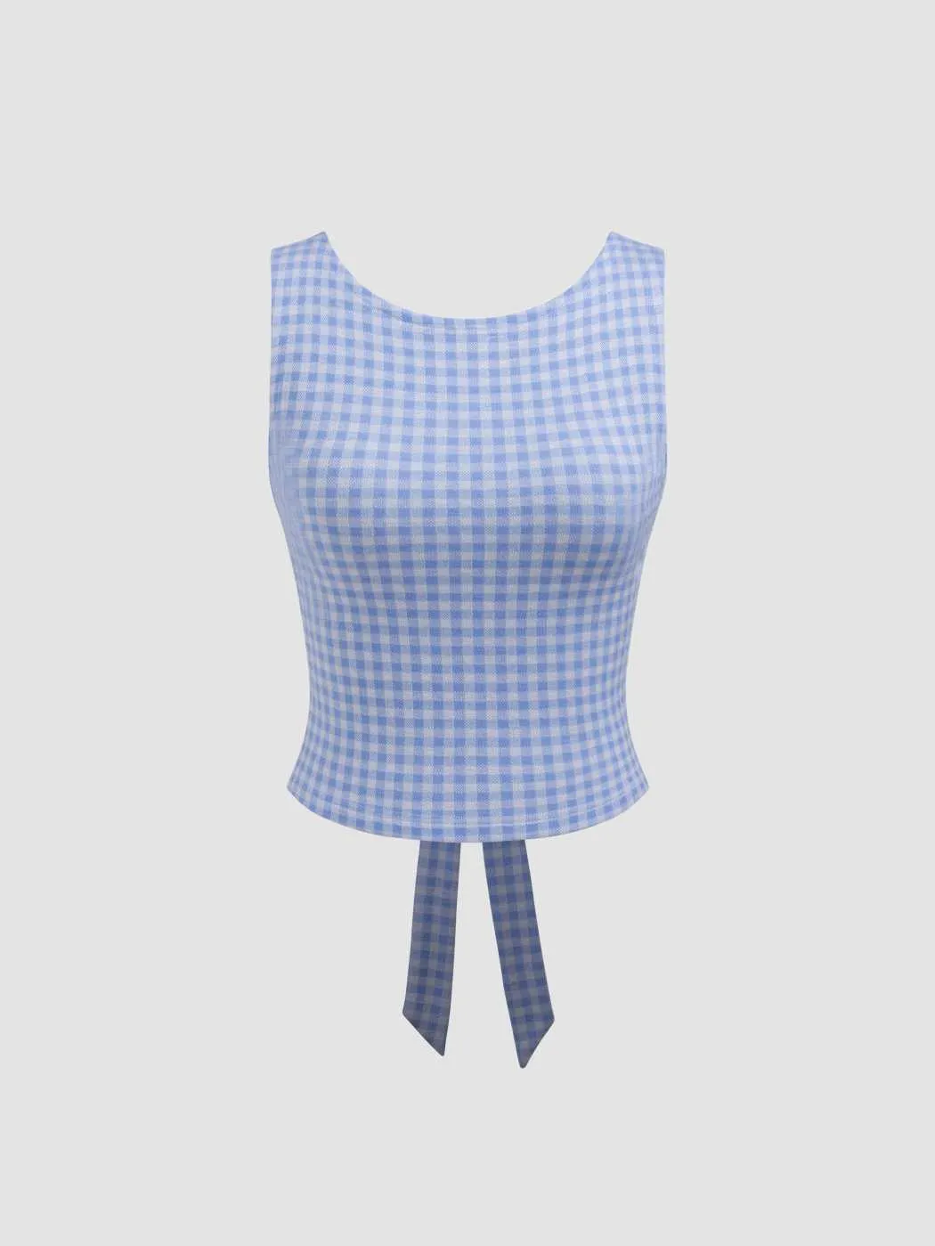 Cider  |Gingham Boat Neck Cropped Tops Tanks & Camisoles