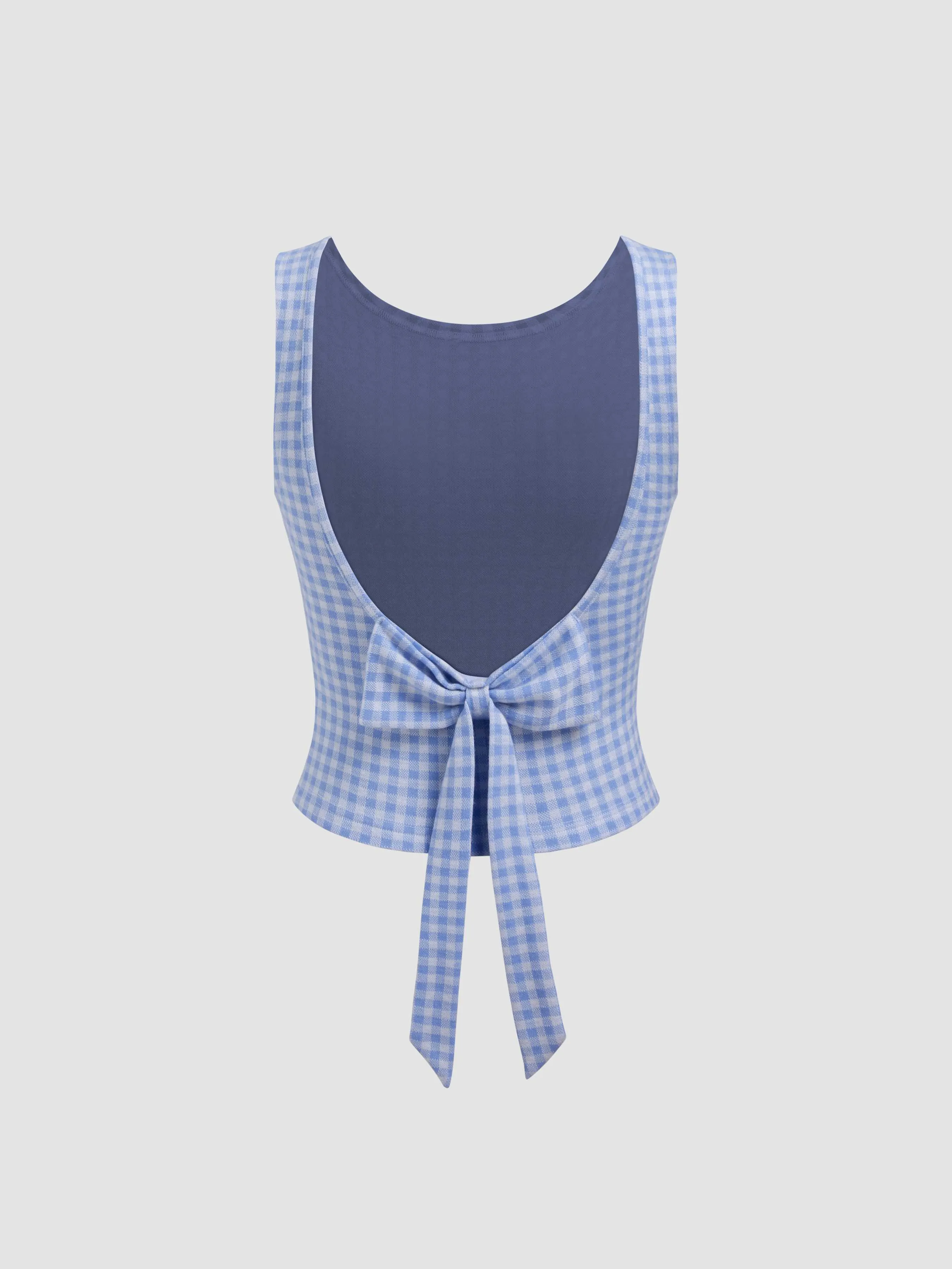 Cider  |Gingham Boat Neck Cropped Tops Tanks & Camisoles