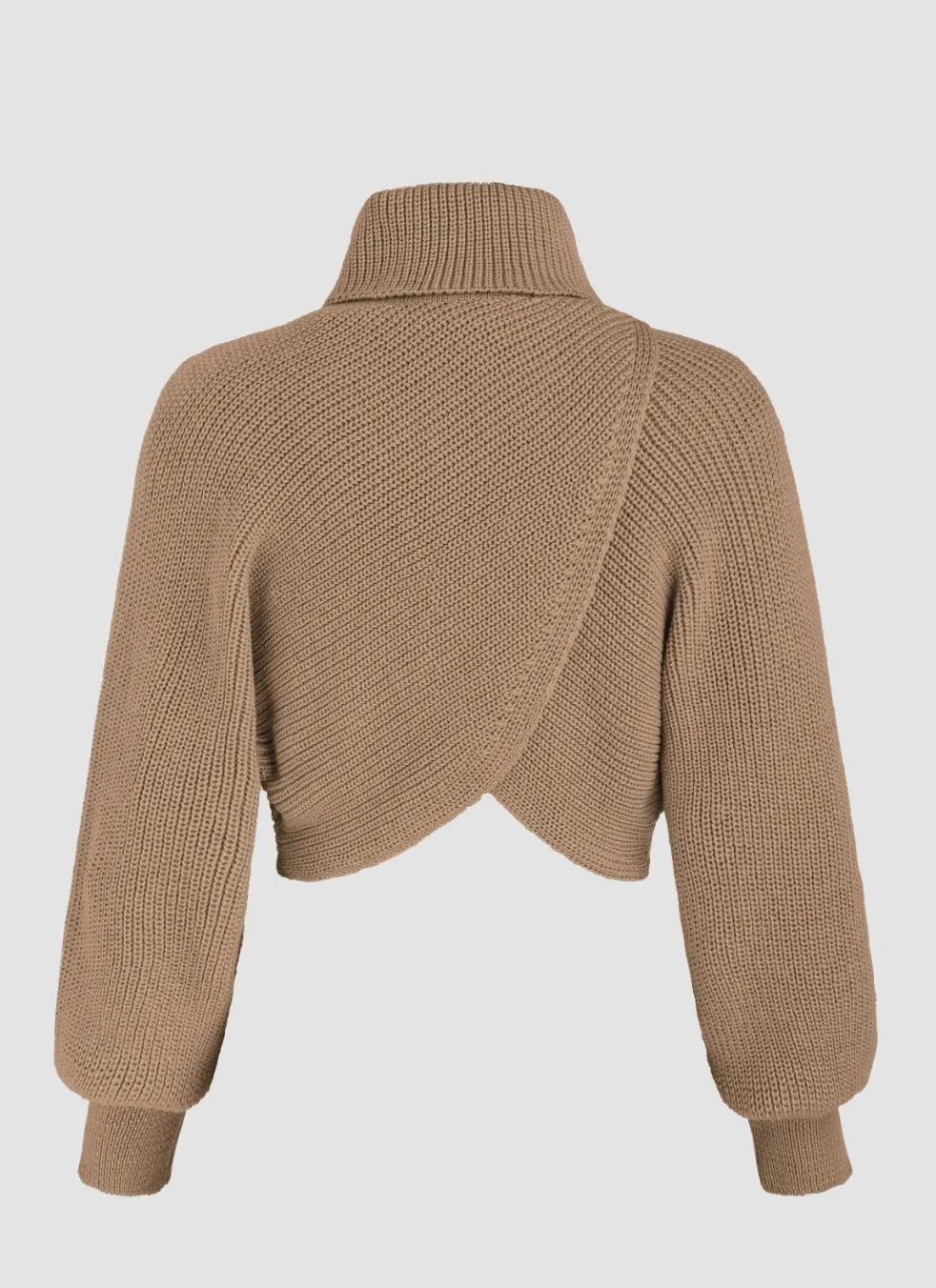 Cider  |Long Sleeves Plain High-Neck Cropped Tops V-neck & Crew neck