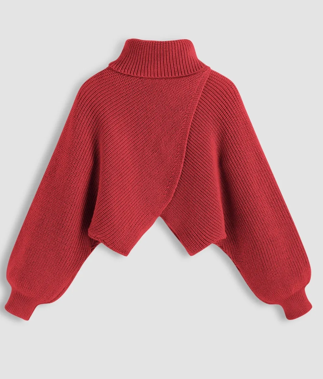 Cider  |Long Sleeves Plain High-Neck Cropped Tops V-neck & Crew neck