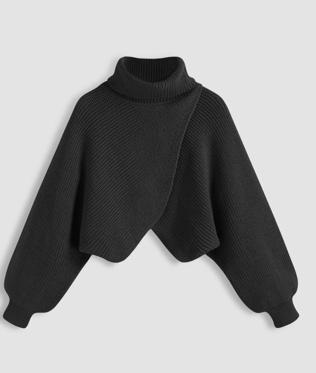 Cider  |Long Sleeves Plain High-Neck Cropped Tops V-neck & Crew neck