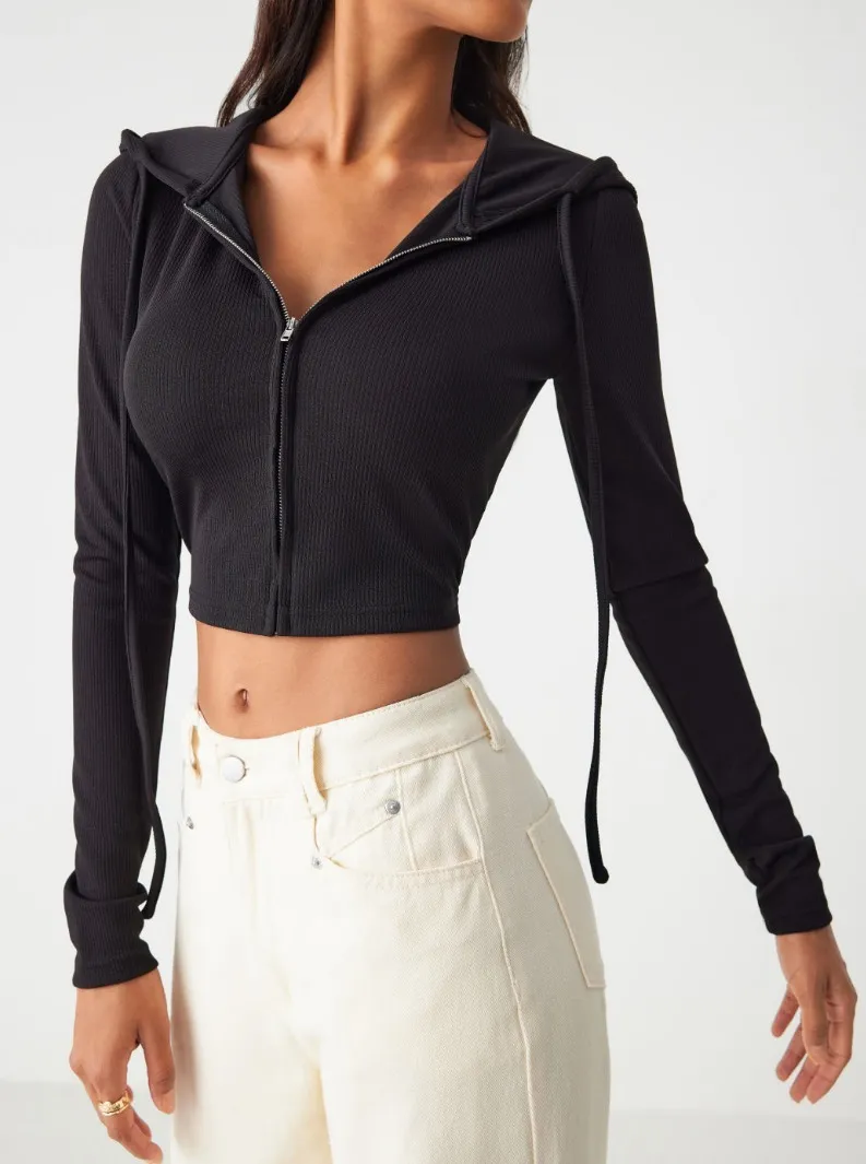 Cider  |Street Style Long Sleeves Plain Cropped Tops