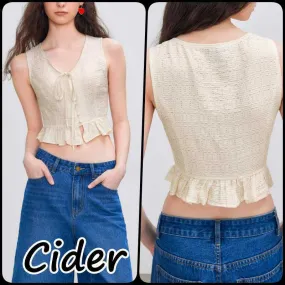 Cider  |V-Neck Plain Cropped Tops Tanks & Camisoles