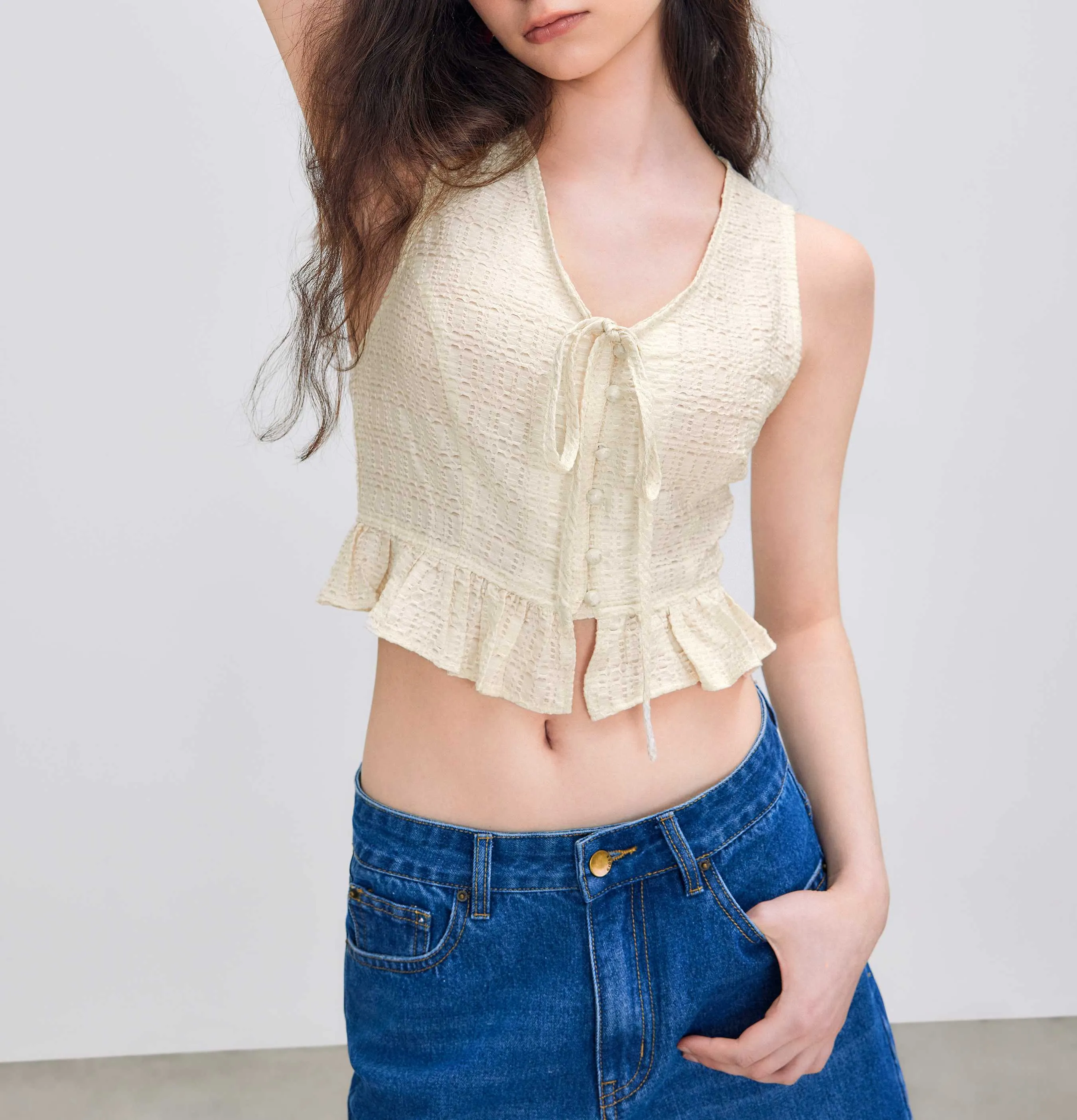 Cider  |V-Neck Plain Cropped Tops Tanks & Camisoles