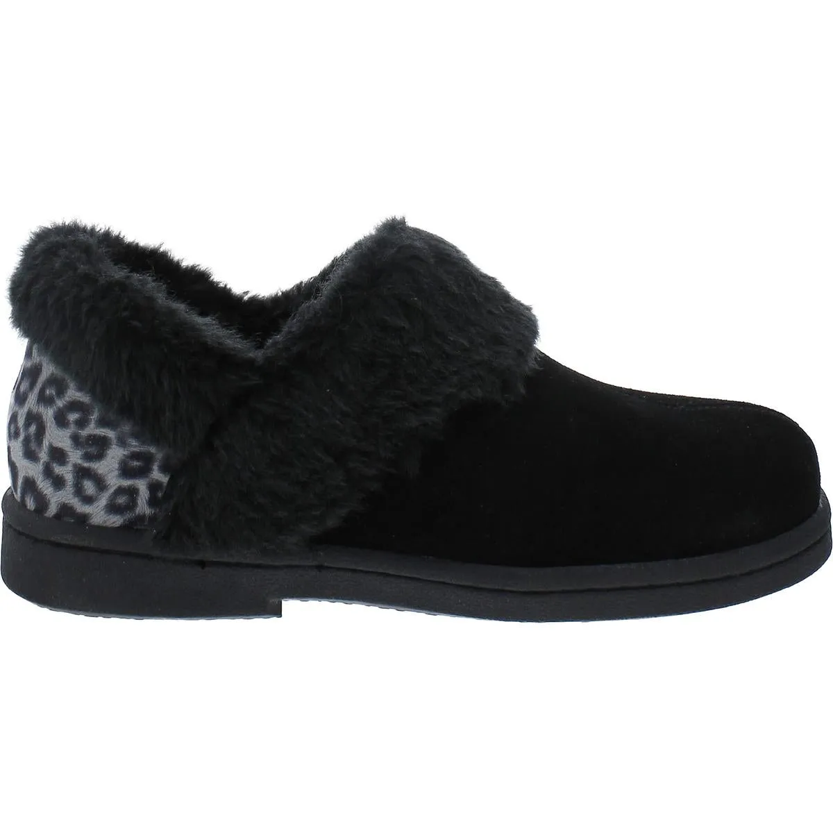 Clarks Womens Suede Leopard Print Bootie Slippers