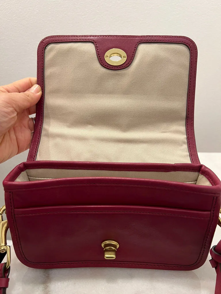 Coach Wine Coloured Crossbody Flap Bag