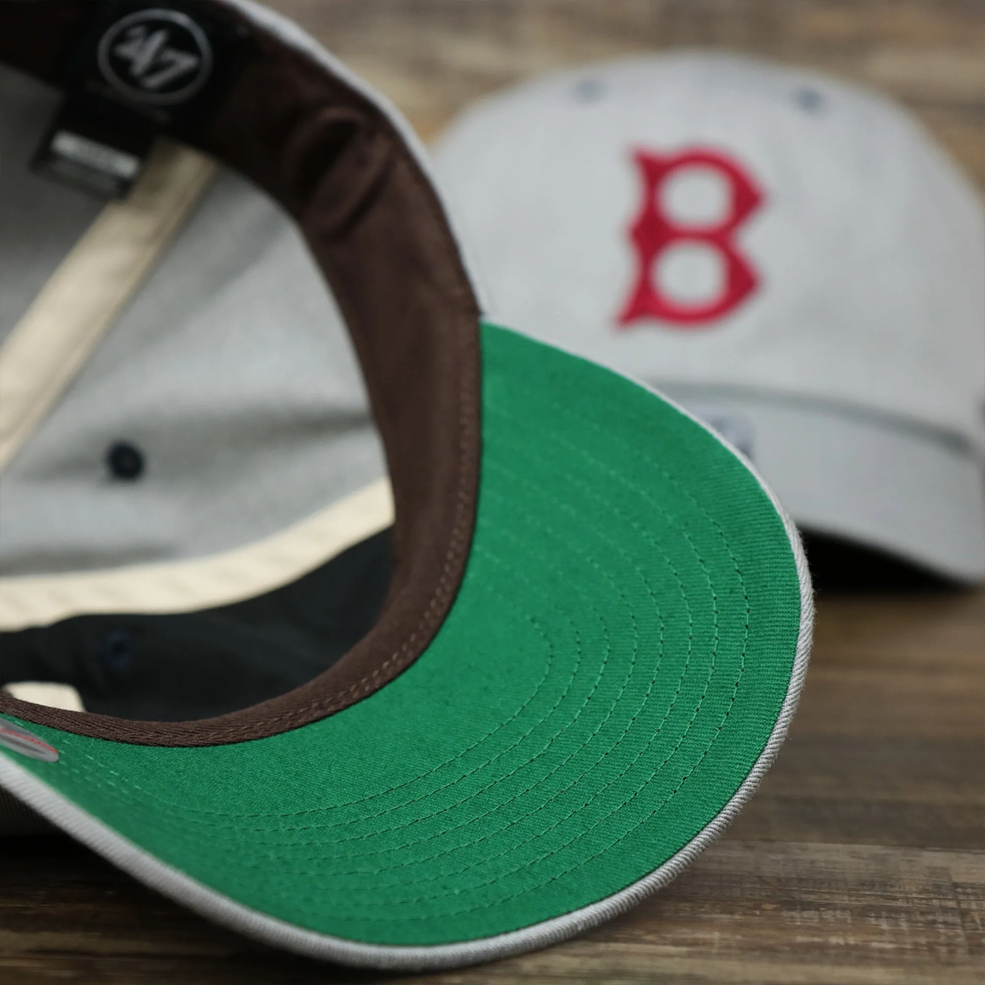 Cooperstown Boston Red Sox 1930s Logo Green Bottom Dad Hat | Gray Dad Hat