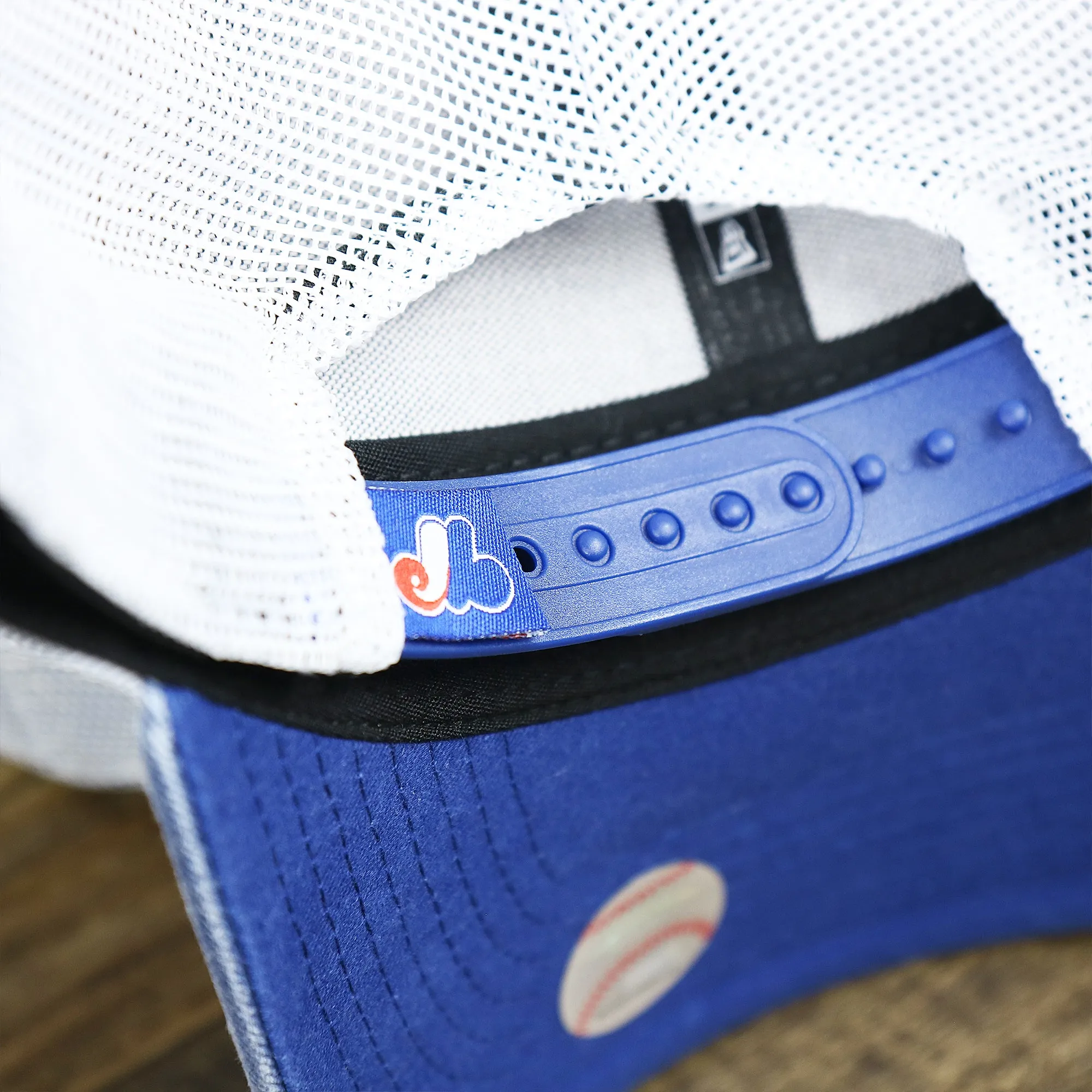 Cooperstown Montreal Expos 1969s Logo Worn Colorway Mesh Back 9Forty Dad Hat | Royal Blue 9Forty Hat