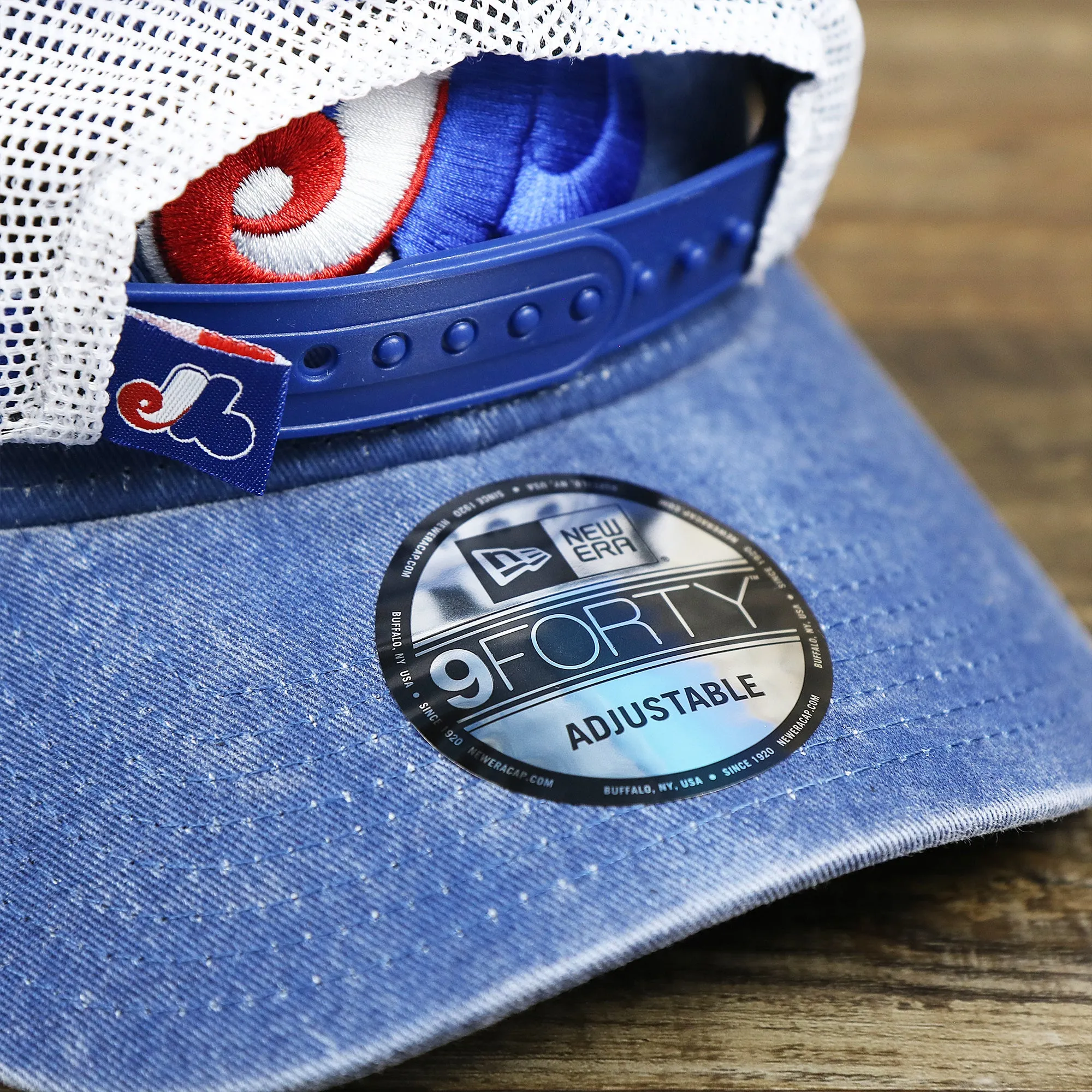 Cooperstown Montreal Expos 1969s Logo Worn Colorway Mesh Back 9Forty Dad Hat | Royal Blue 9Forty Hat