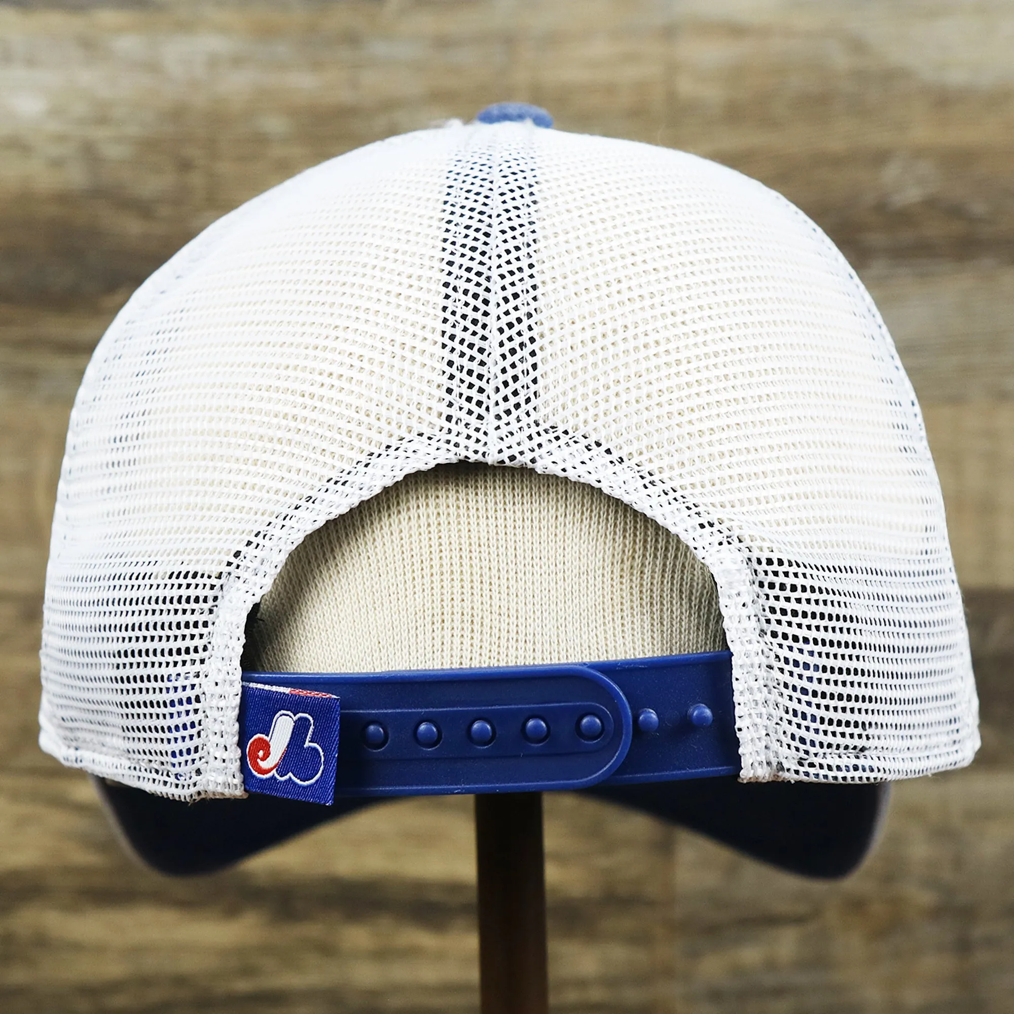 Cooperstown Montreal Expos 1969s Logo Worn Colorway Mesh Back 9Forty Dad Hat | Royal Blue 9Forty Hat