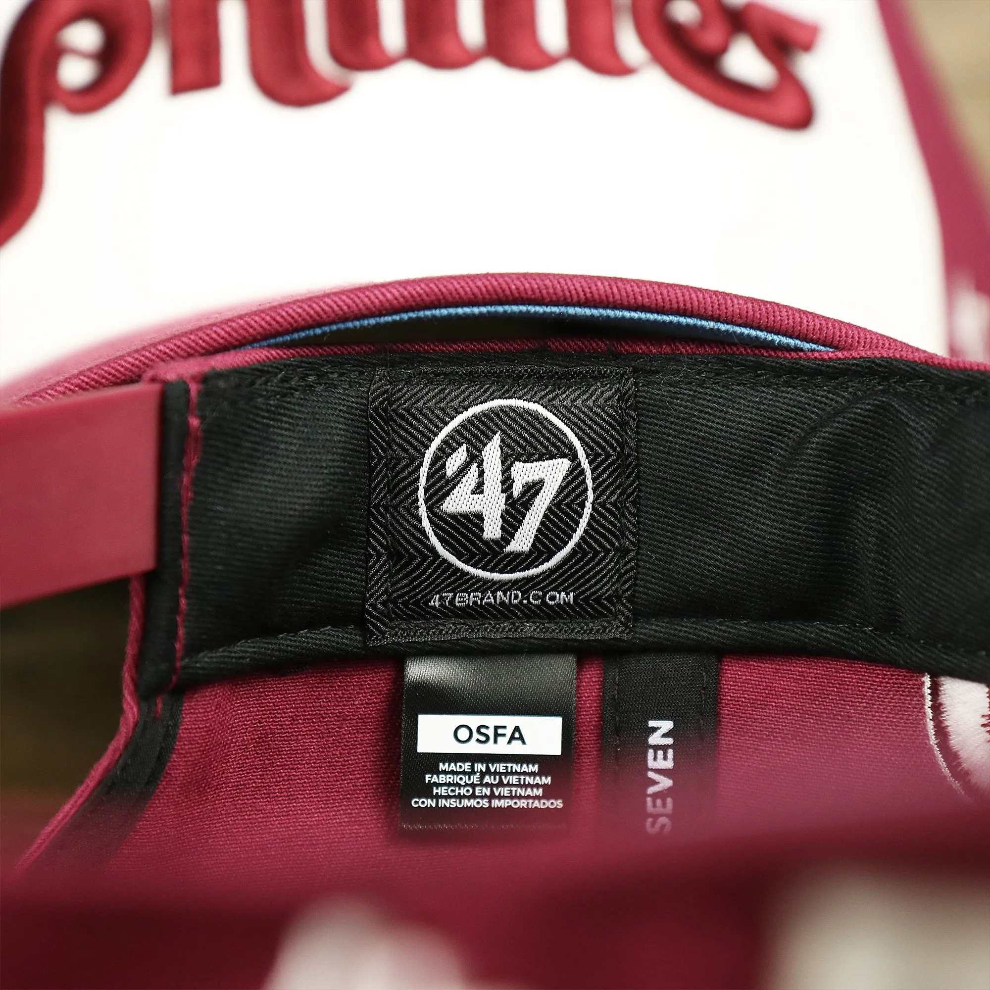 Cooperstown Philadelphia Phillies Wordmark Retro Phillies Logo Patch Dad Hat | Cardinal Dad Hat