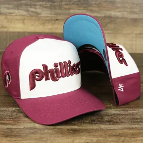 Cooperstown Philadelphia Phillies Wordmark Retro Phillies Logo Patch Dad Hat | Cardinal Dad Hat