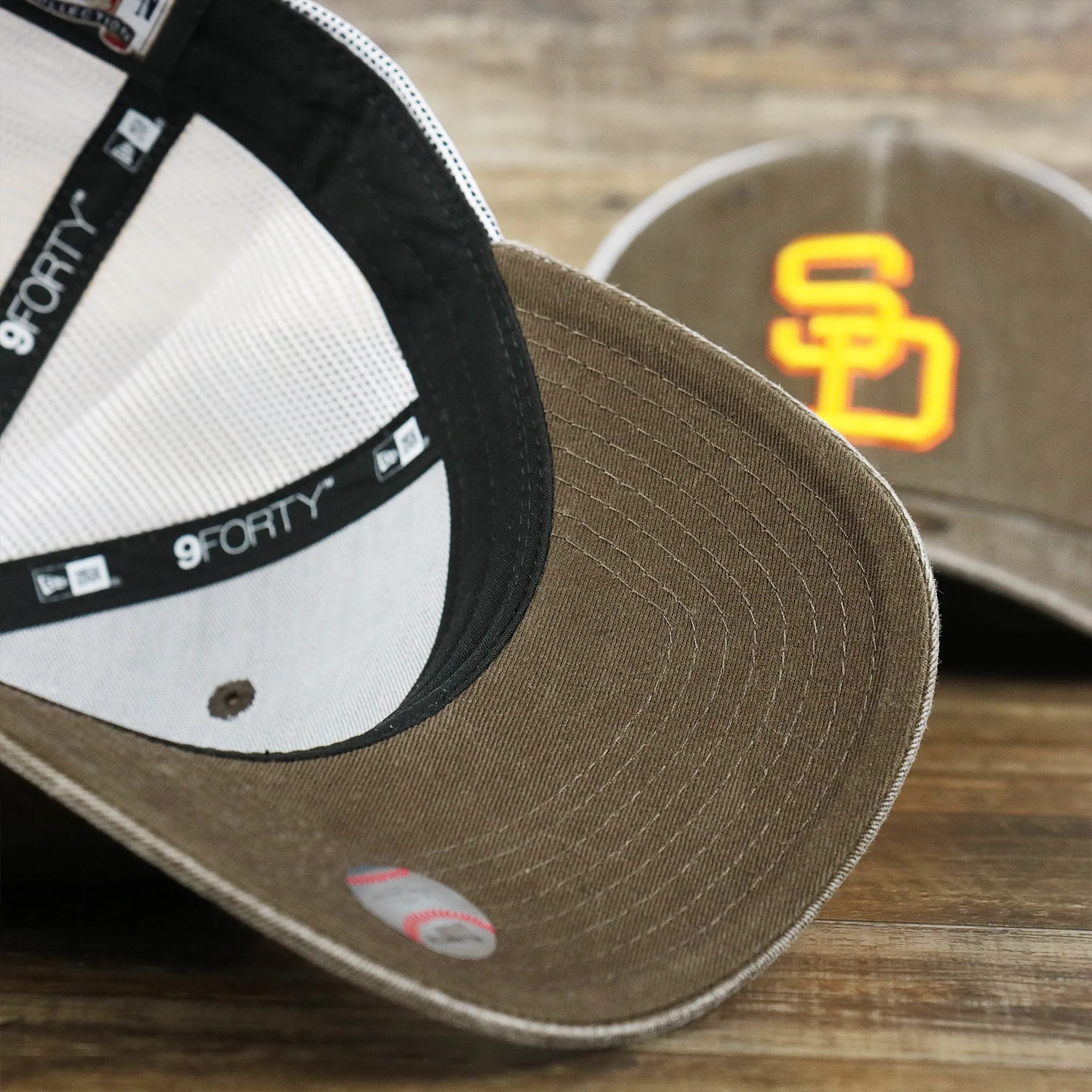 Cooperstown San Diego Padres 1980s Logo Worn Colorway Mesh Back 9Forty Dad Hat | Brown 9Forty Hat