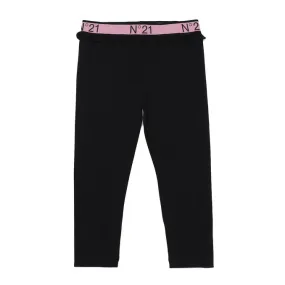 COTTON LEGGINGS WITH LOGO BAND Girl Black