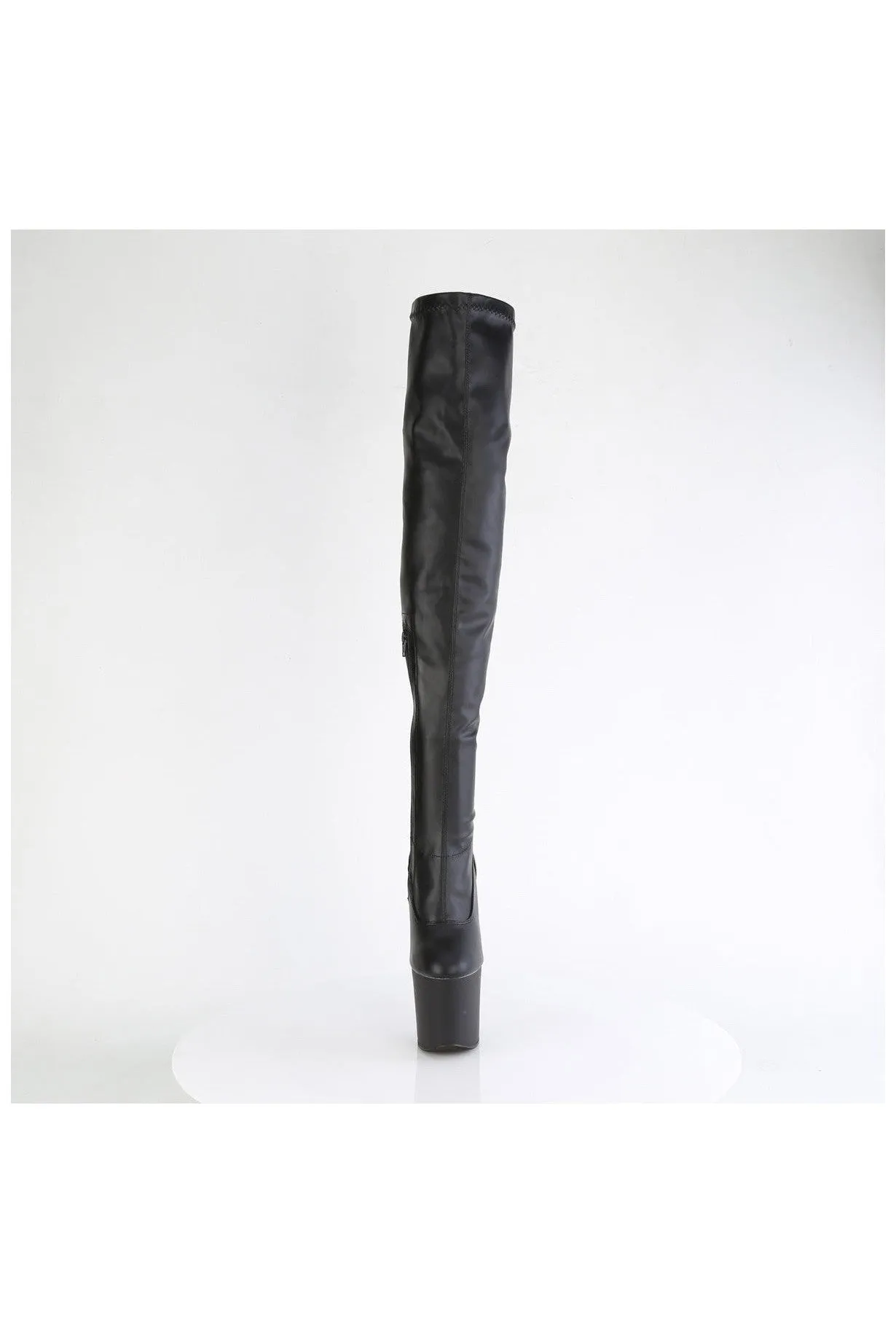 CRAZE-3000 Black Faux Leather Thigh Boot