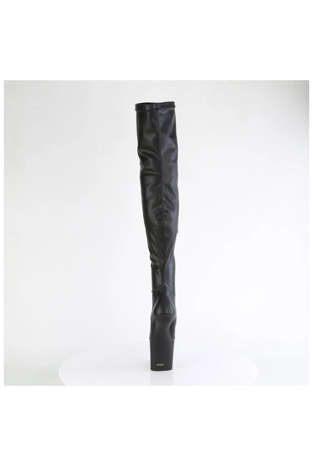 CRAZE-3000 Black Faux Leather Thigh Boot