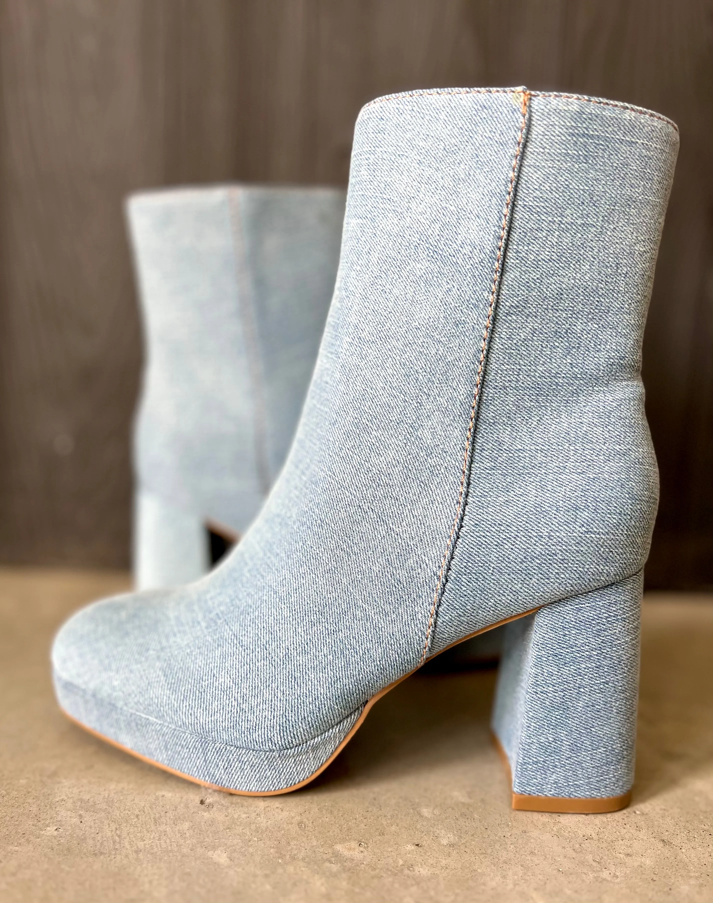 Denim Platform Bootie