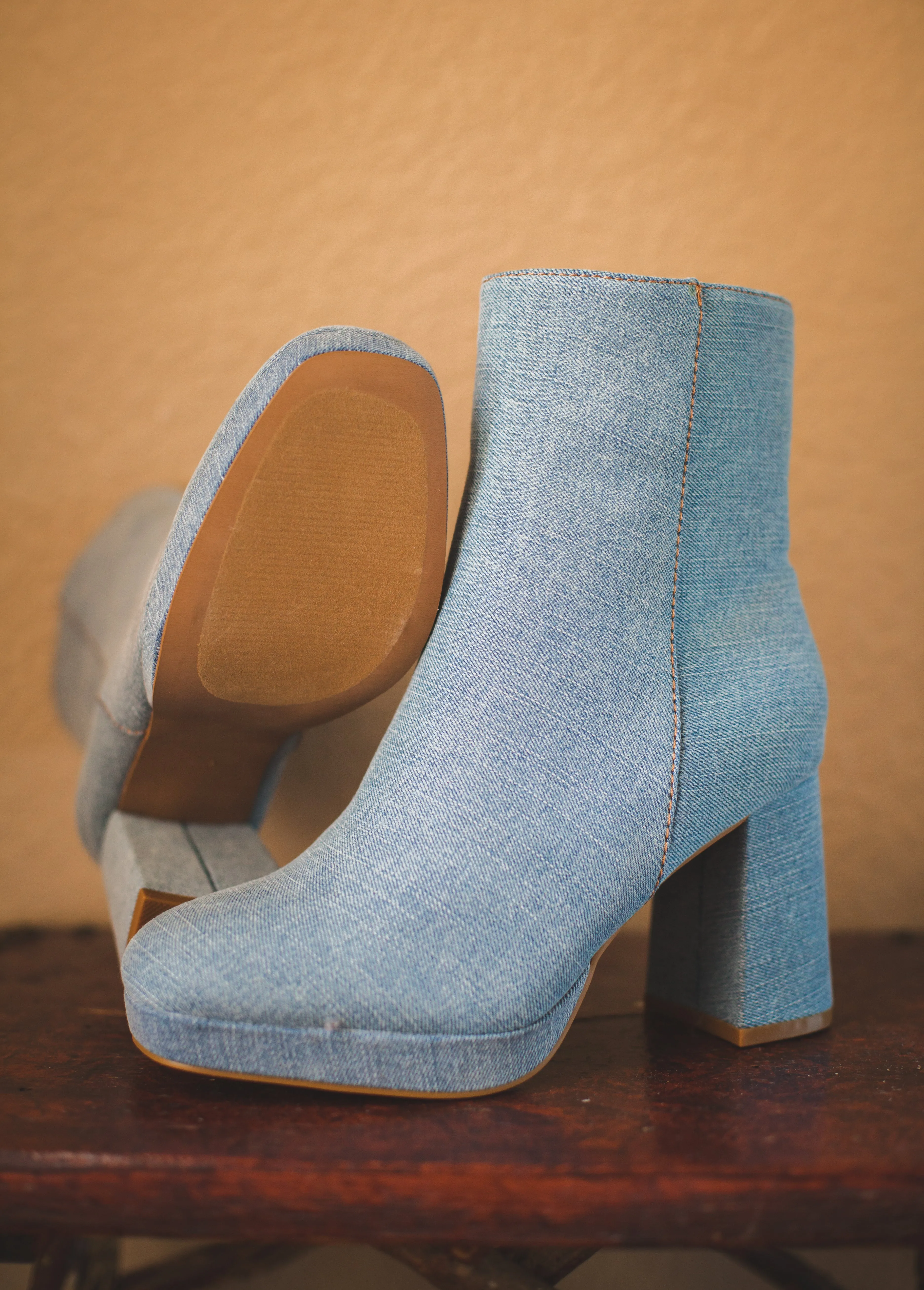 Denim Platform Bootie